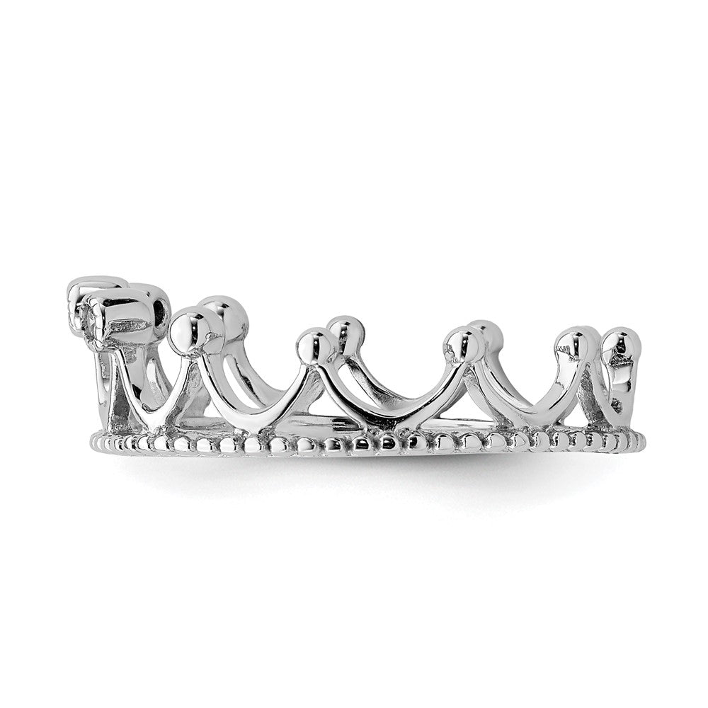 Sterling Silver Rhodium-plated CZ Crown Ring