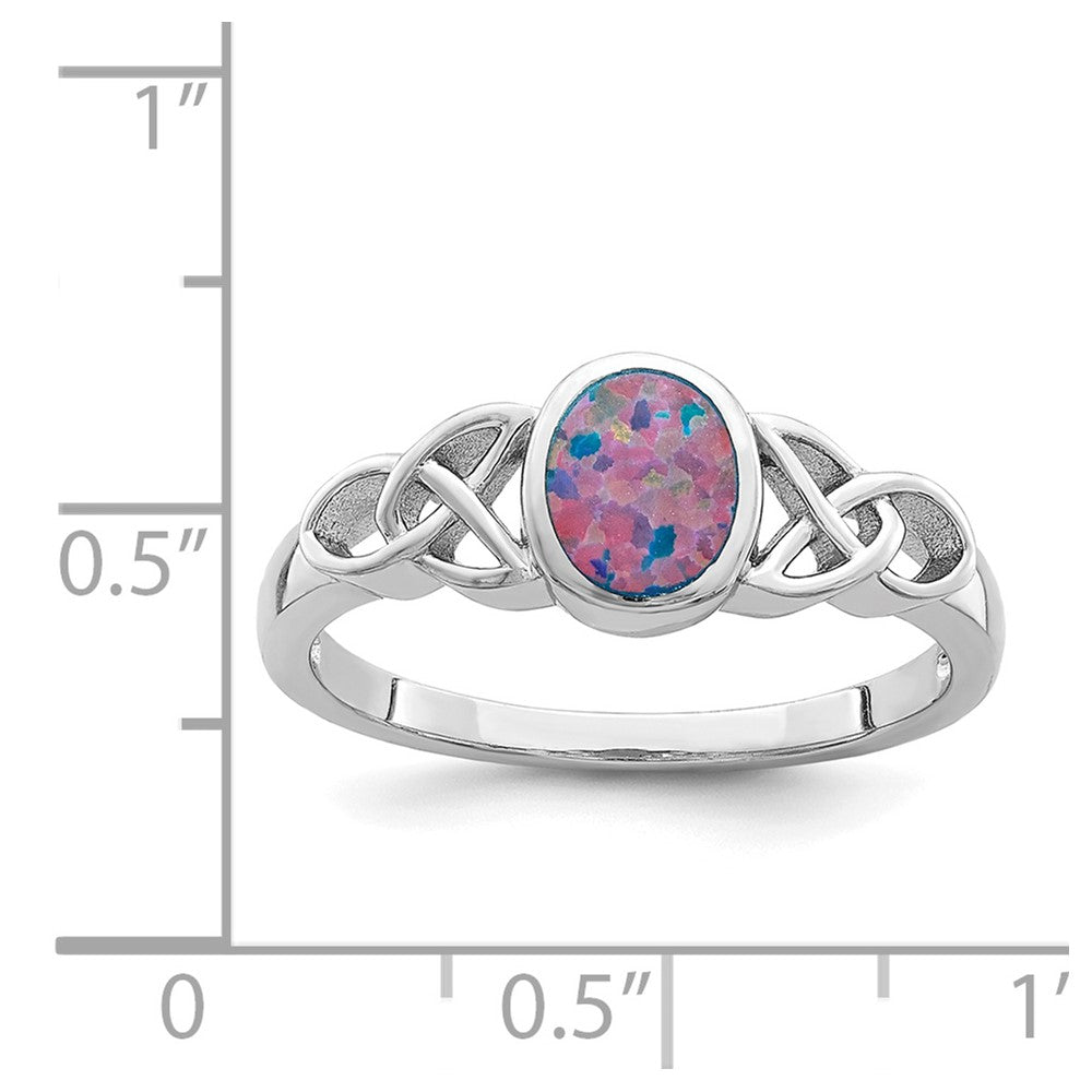 Sterling Silver Rhodium-plated Lab Created Opal Ring