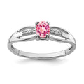 Sterling Silver Rhod-plated Diamond Pink Tourmaline Ring
