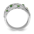 Sterling Silver Rhodium-plated Chrome Diopside and Peridot Ring