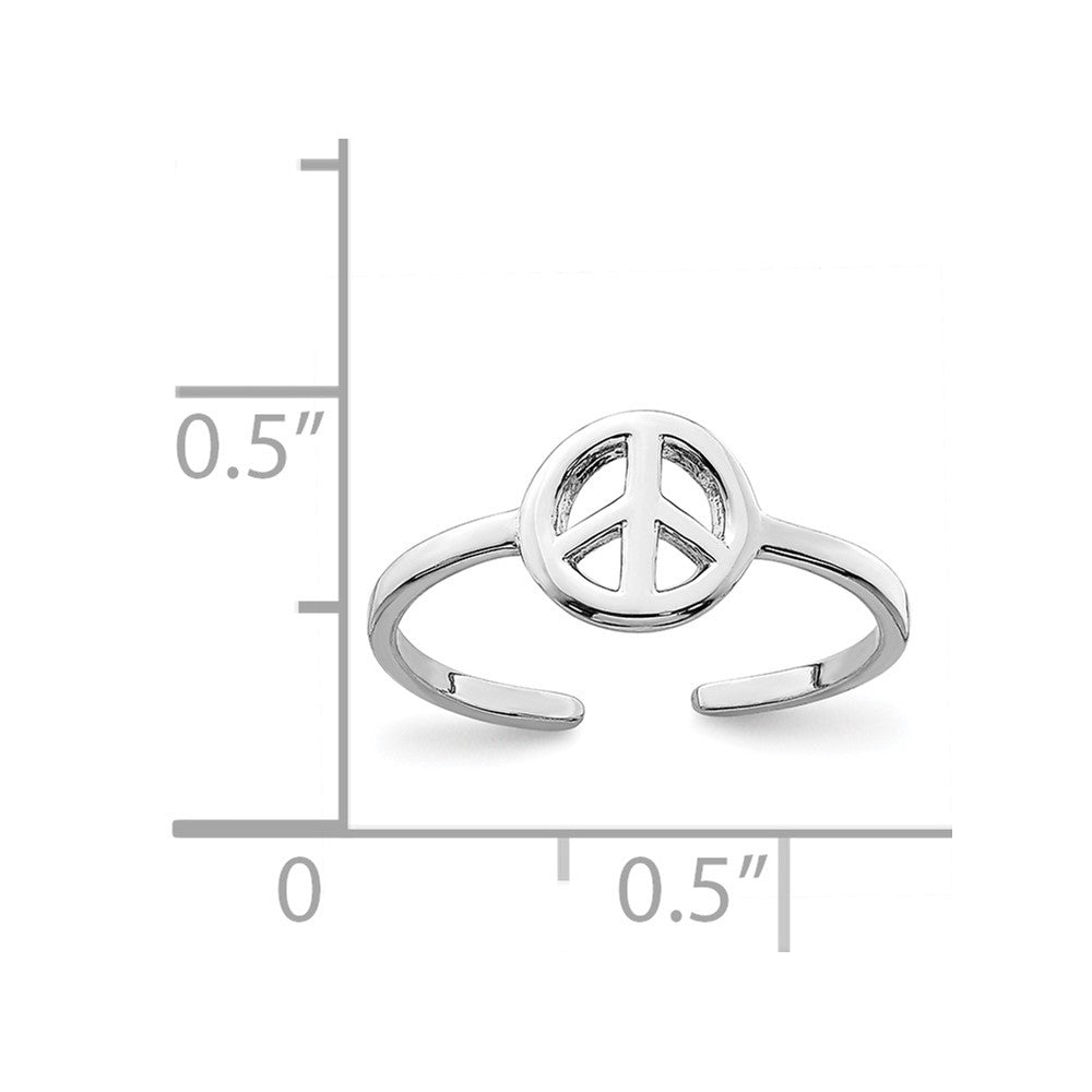 Sterling Silver Rhodium-plated Peace Sign Toe Ring