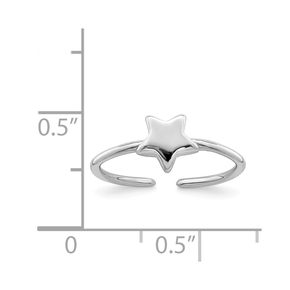 Sterling Silver Rhodium-plated Polished Star Toe Ring