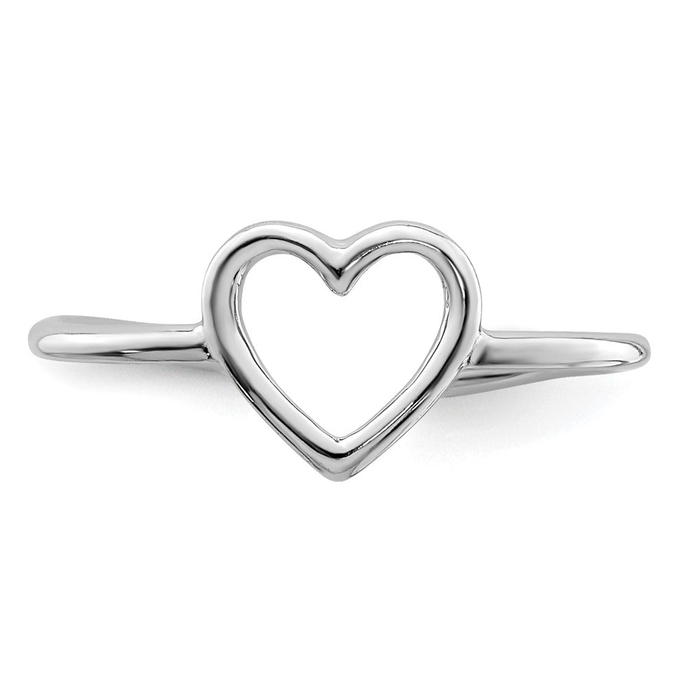 Sterling Silver Rhodium-plated Polished Heart Toe Ring
