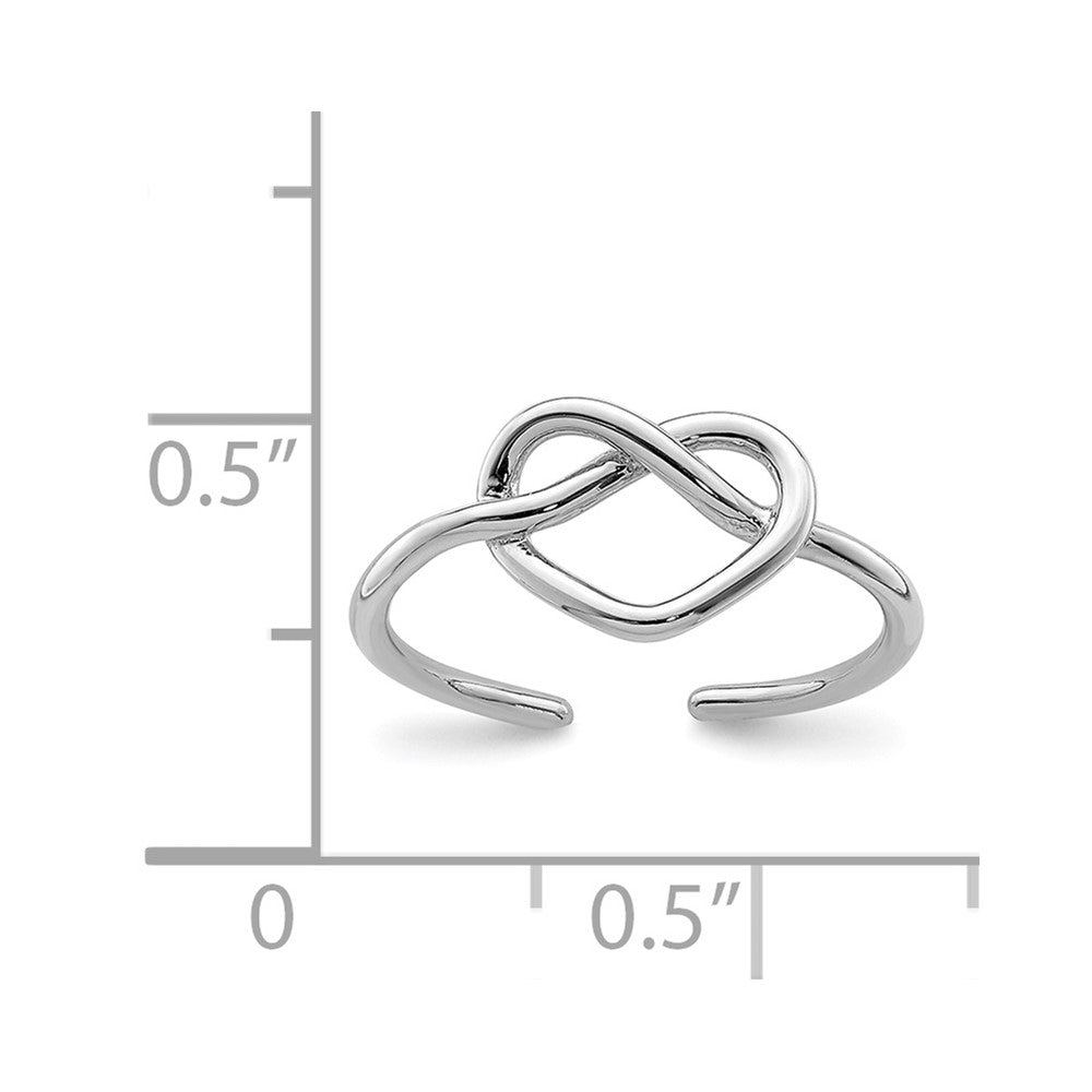 Sterling Silver Rhodium-plated Polished Heart Knot Toe Ring