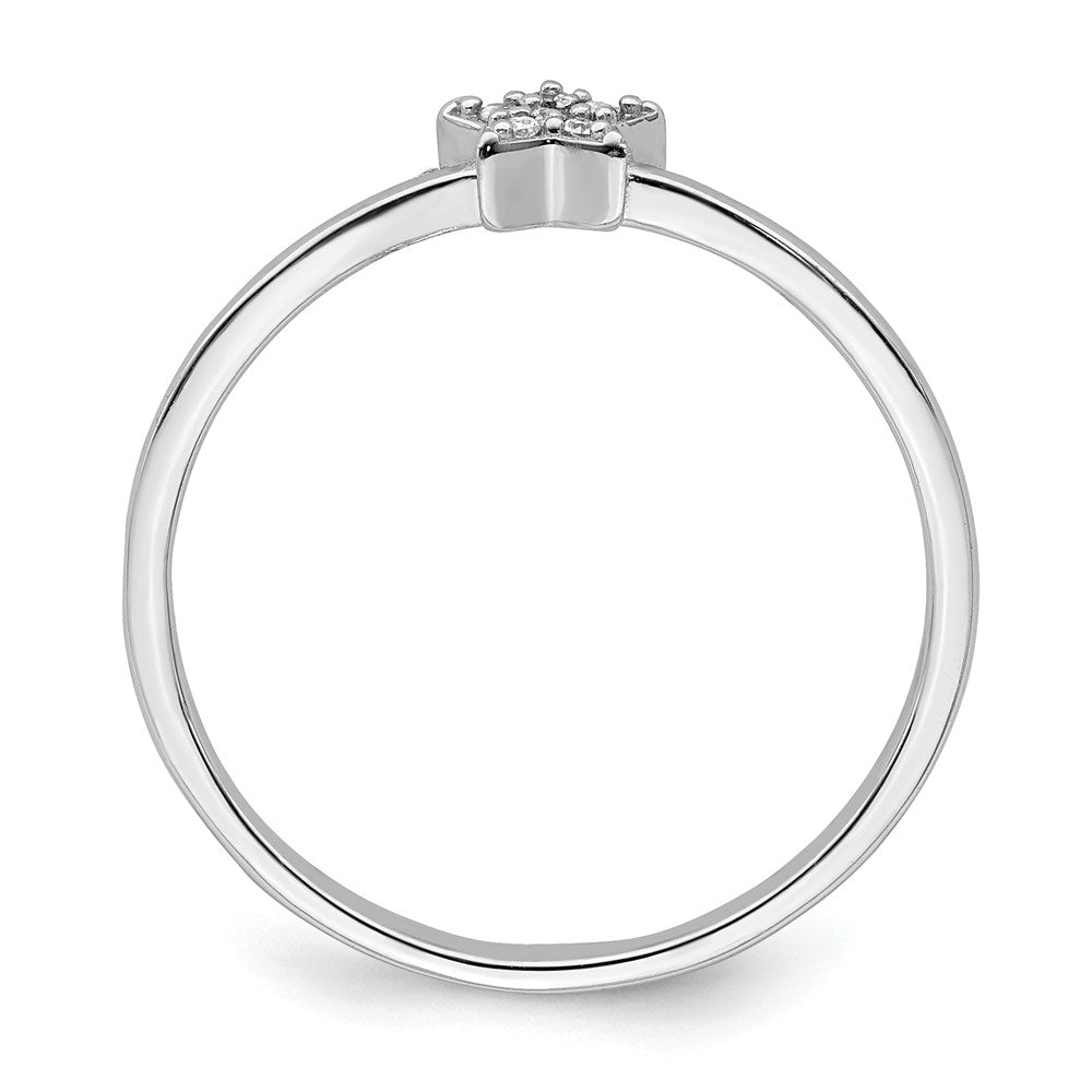 Sterling Silver Rhodium-plated CZ Star Ring