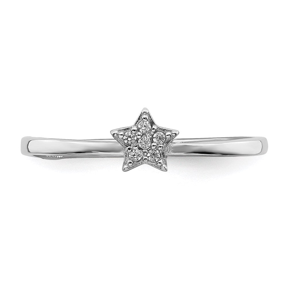 Sterling Silver Rhodium-plated CZ Star Ring