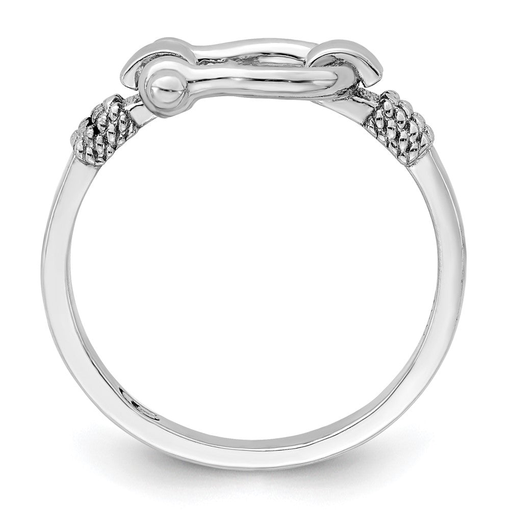 Sterling Silver Rhodium-plated Polished Shackle w/Rope Trim Ring