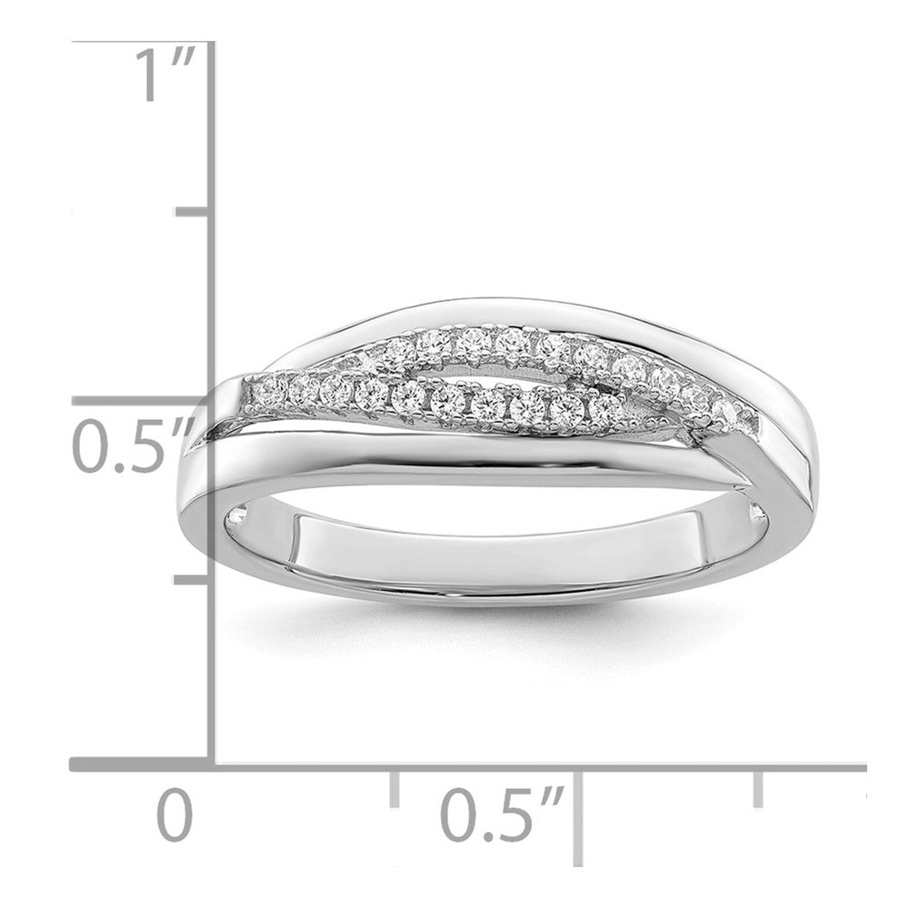 Sterling Silver Rhodium plated CZ Twisted Band