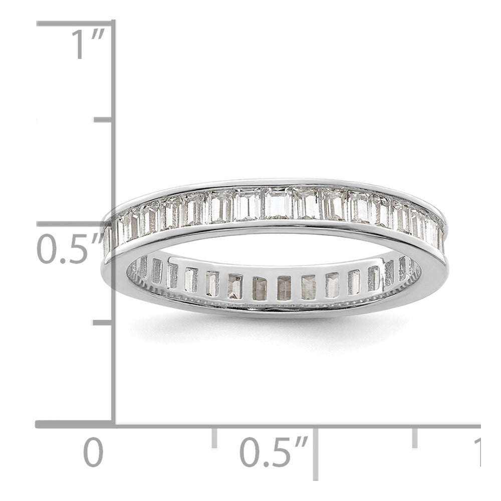 Sterling Silver Polished Rhodium-plated Channel Set CZ Band