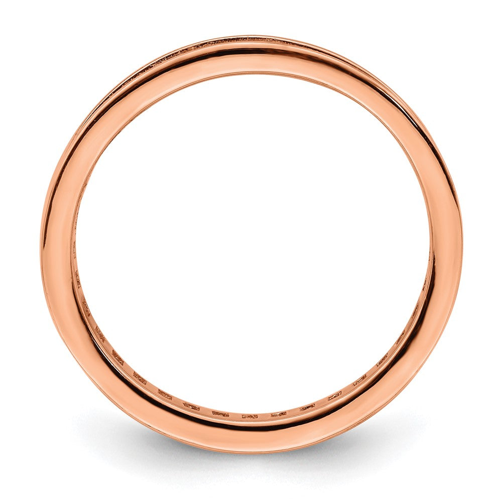 Sterling Silver Polished Rose Gold-plated Channel Set CZ Band