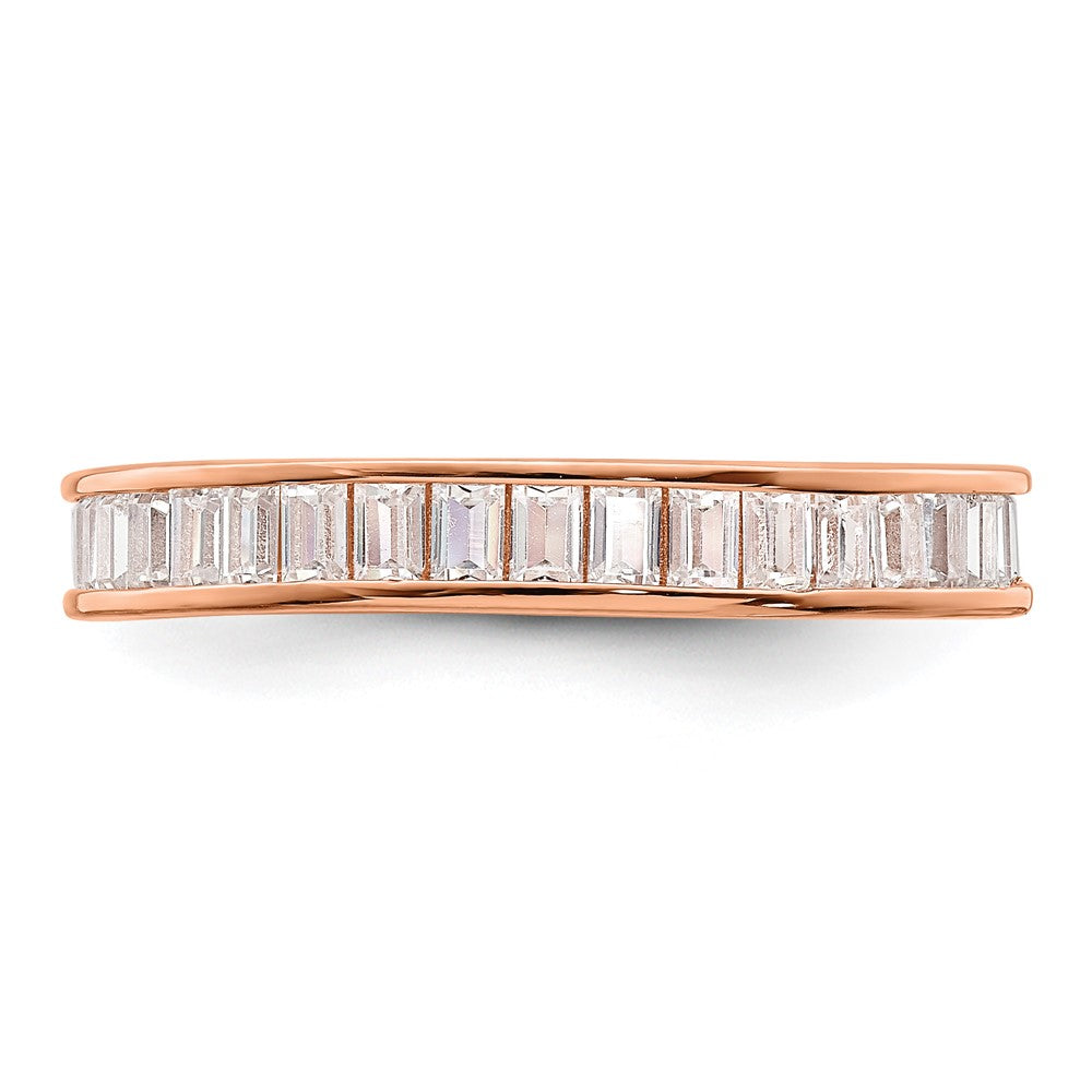 Sterling Silver Polished Rose Gold-plated Channel Set CZ Band