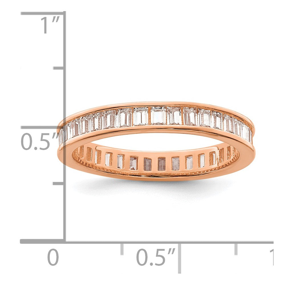 Sterling Silver Polished Rose Gold-plated Channel Set CZ Band