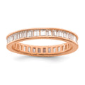 Sterling Silver Polished Rose Gold-plated Channel Set CZ Band
