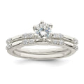 Sterling Silver Polished CZ Wedding Ring Set