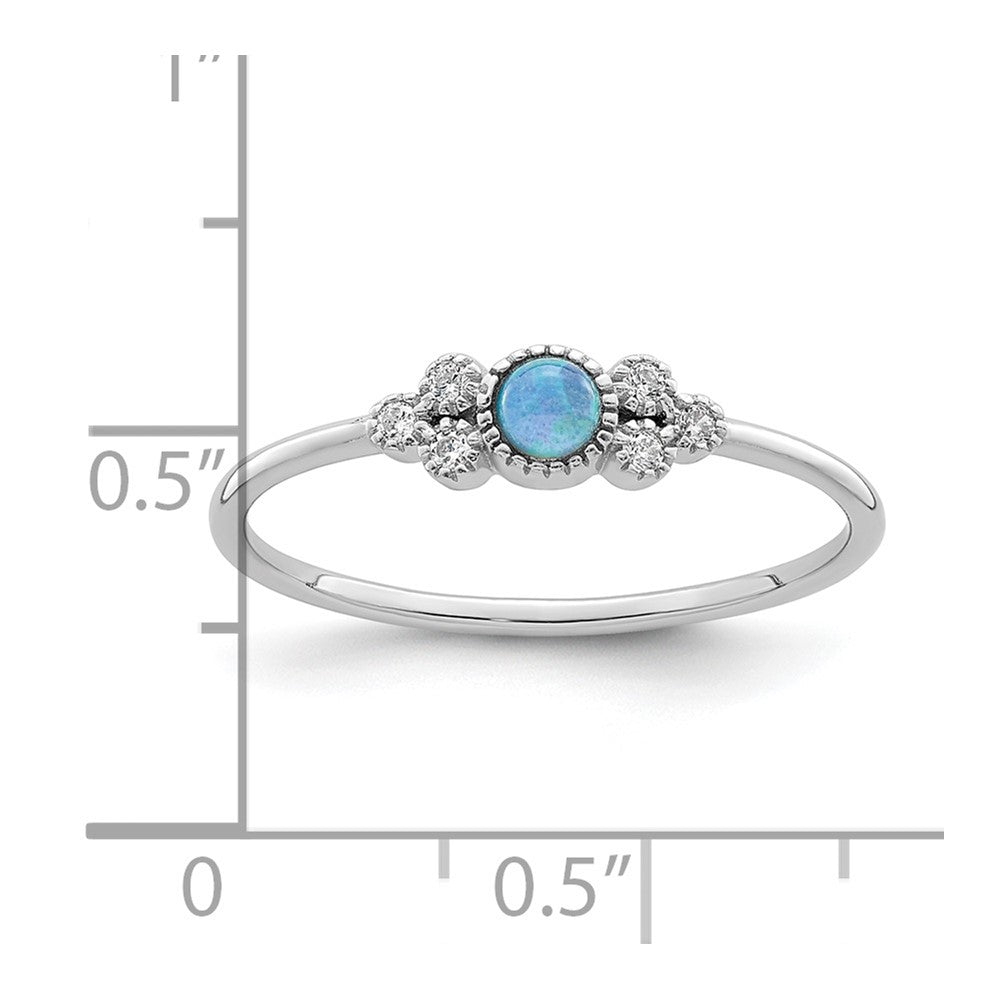 Sterling Silver Rhodium-plated Polished Lab Created Blue Opal Ring