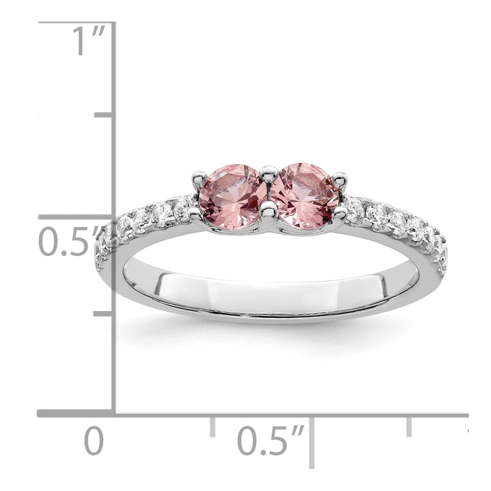 Sterling Silver Rhodium-plated Pink CZ Ring