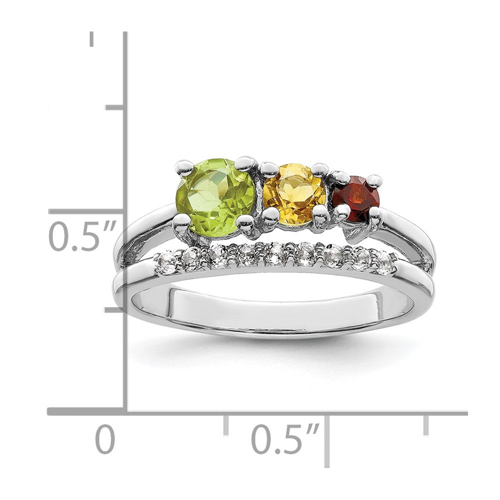 Sterling Silver RH-plated 1.02t.w. PE/CI/GA/WT Bypass Ring