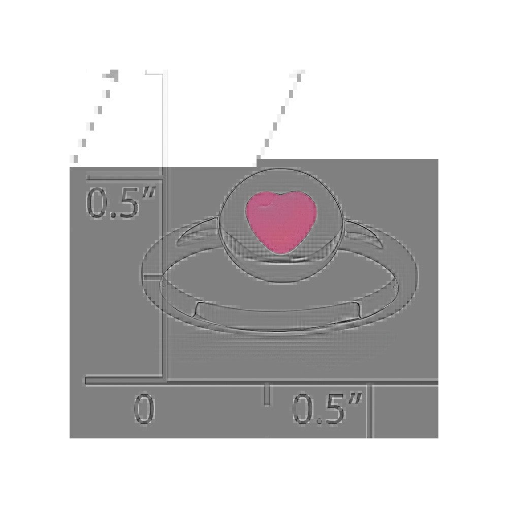 Sterling Silver Rhodium-plated Polished Pink Enamel Heart Children's Ring