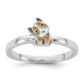 Sterling Silver Rhodium-plated Multi-color Enameled Dog Ring