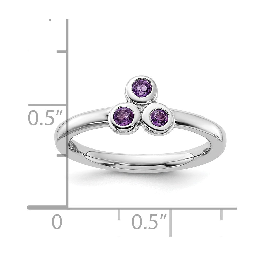 Sterling Silver Rhodium-plated Amethyst Ring