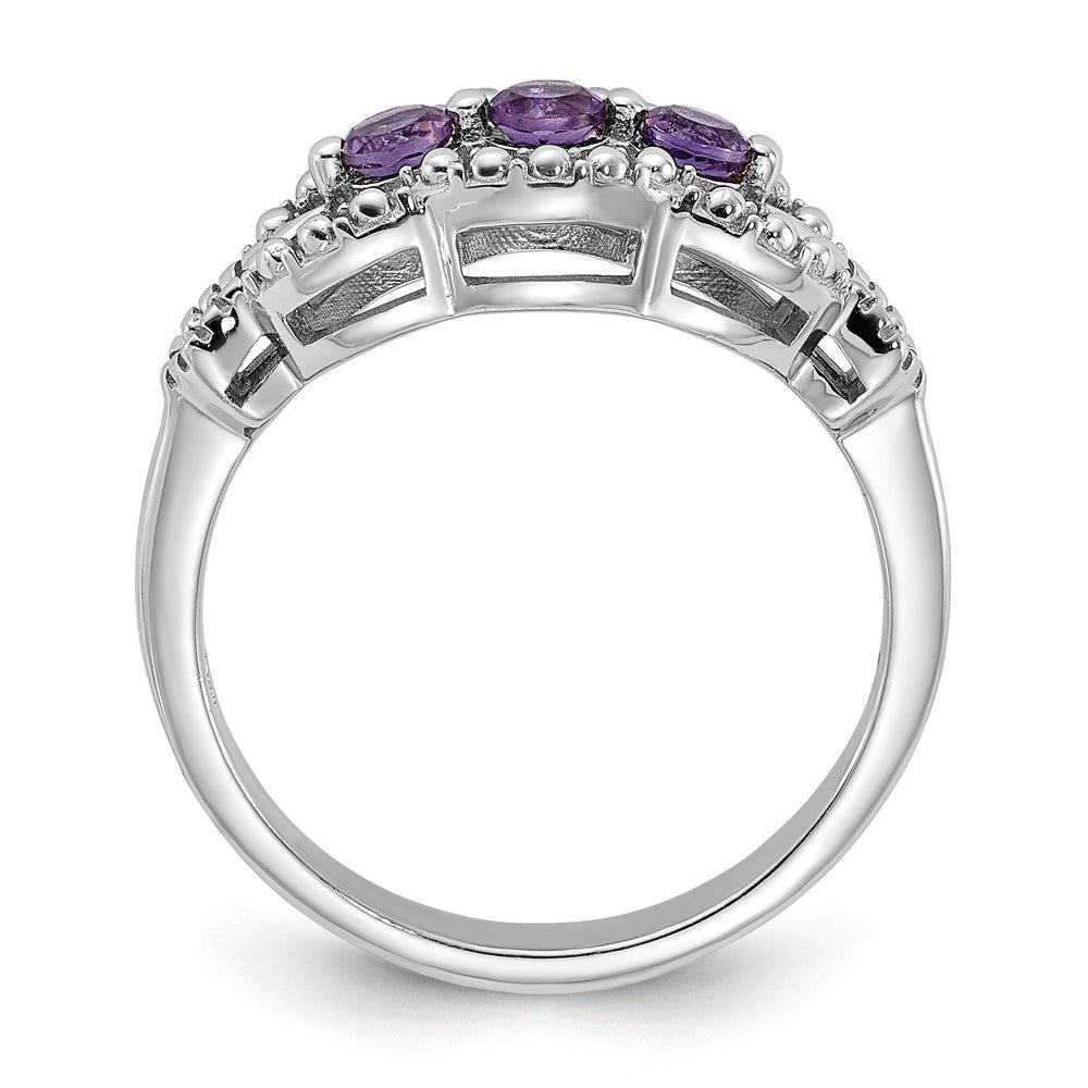 Sterling Silver Rhodium-plated Amethyst Ring