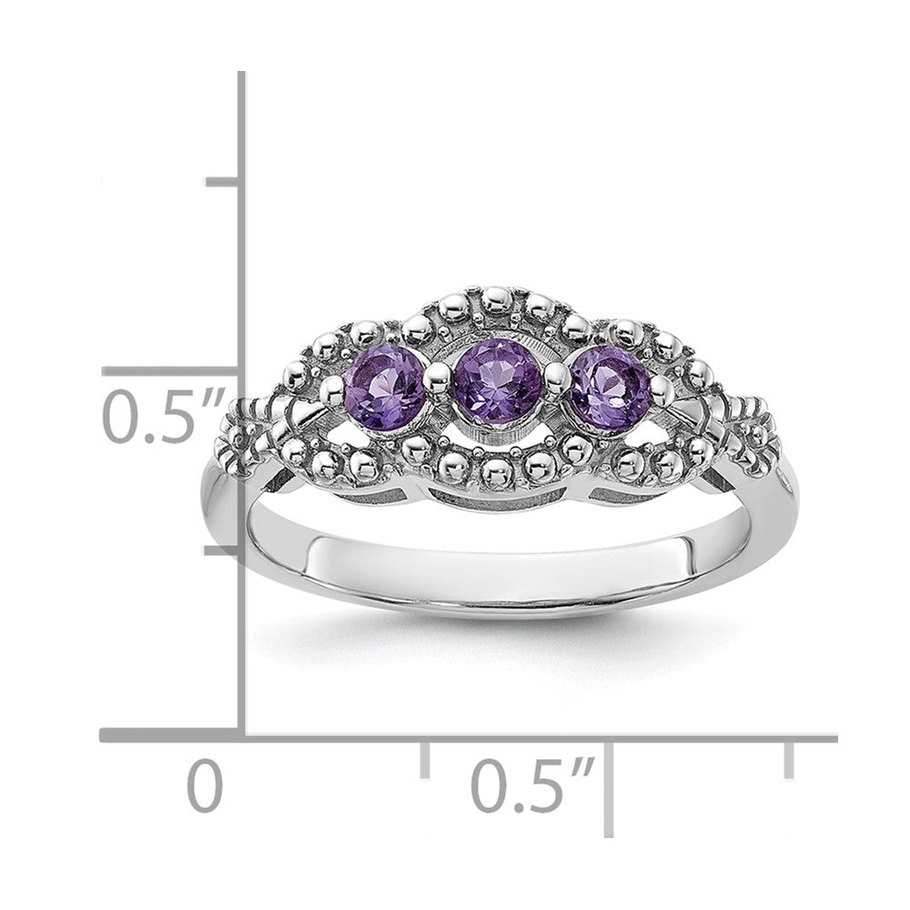 Sterling Silver Rhodium-plated Amethyst Ring