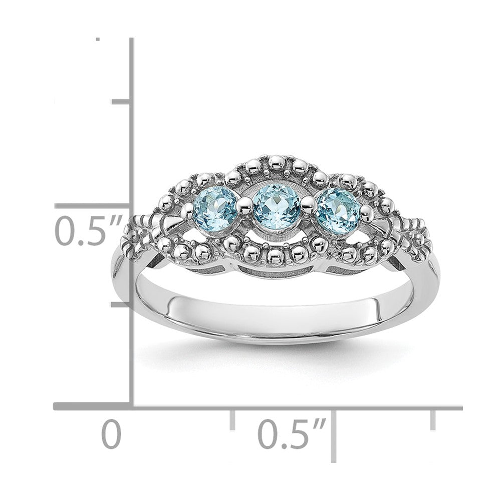 Sterling Silver Rhodium-plated Light Swiss Blue Topaz Ring