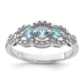 Sterling Silver Rhodium-plated Light Swiss Blue Topaz Ring