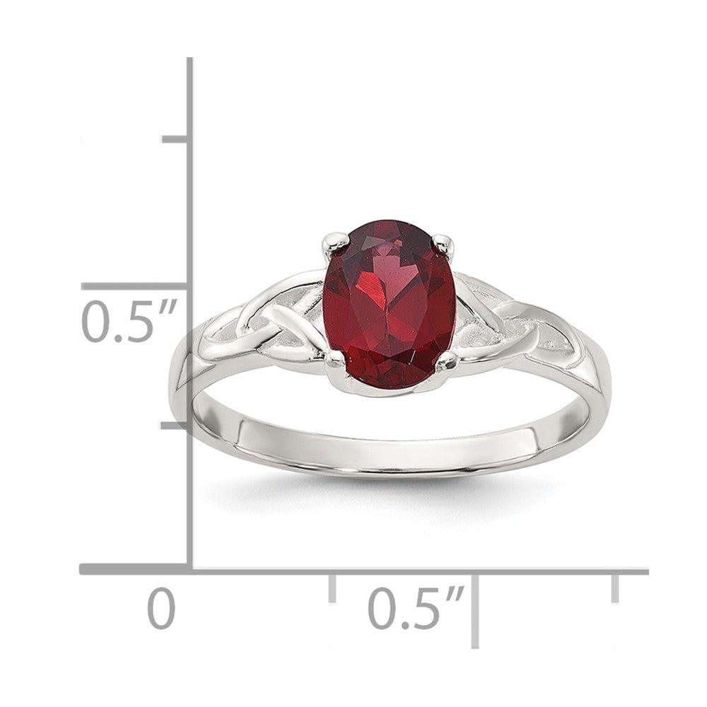 Sterling Silver Polished Garnet Ring