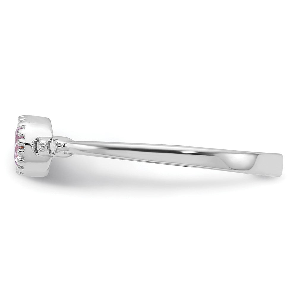 SS Rhodium-plated .37Pink and .02White Created Sapphire Ring