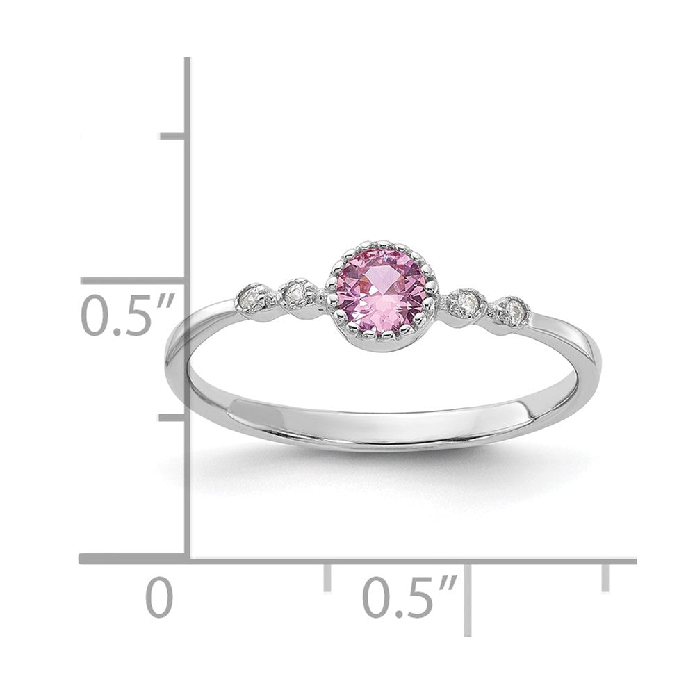 SS Rhodium-plated .37Pink and .02White Created Sapphire Ring