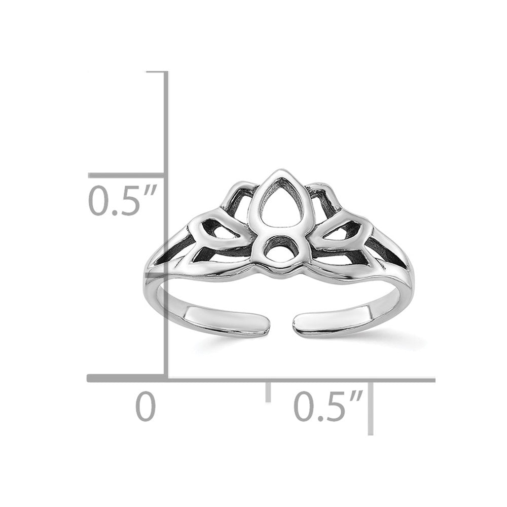 Sterling Silver Antiqued Lotus Flower Toe Ring