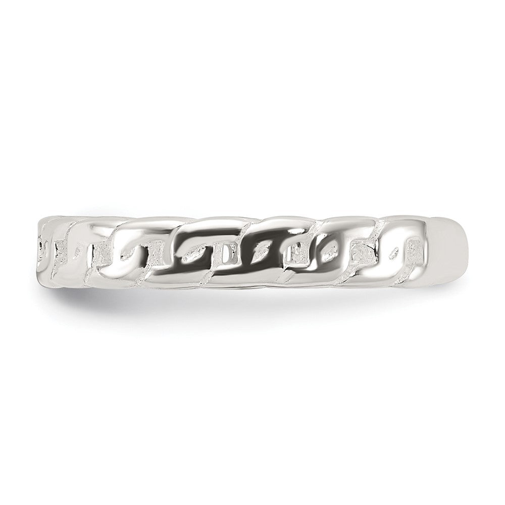 Sterling Silver Polished Arrow/Chain Link/Plain Set of 3 Toe Rings
