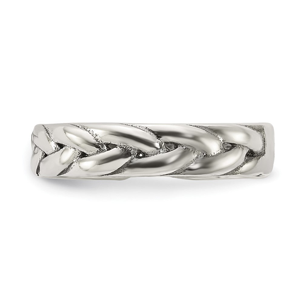 Sterling Silver Polished and Antiqued Set of 2 Toe Rings