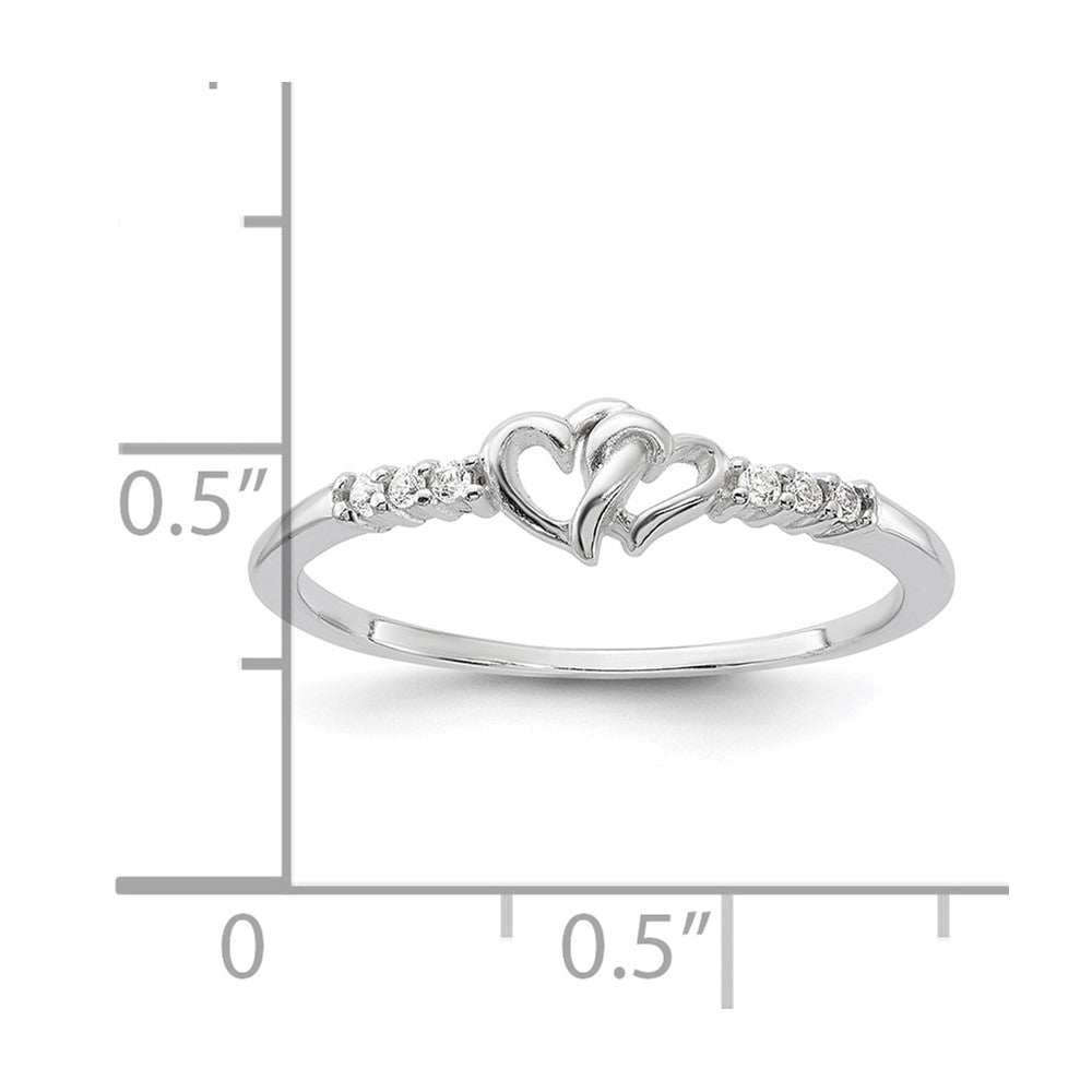 Sterling Silver E-coated CZ Heart Ring
