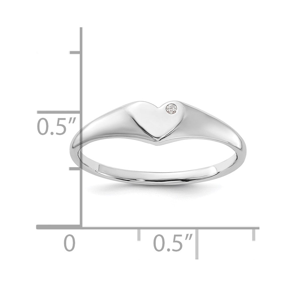 Sterling Silver Rhodium-plated CZ Heart Signet Ring