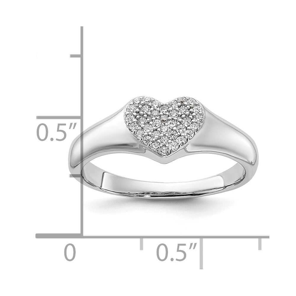 Sterling Silver Rhodium-plated Micro Pave CZ Heart Ring