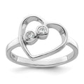 Sterling Silver Rhodium-plated CZ Open Heart Ring