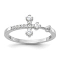 Sterling Silver Flash Platinum-plated CZ Cross Ring