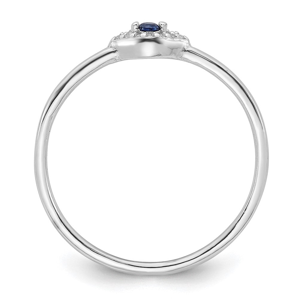 Sterling Silver Rhodium-plated Blue and Clear CZ Evil Eye Ring