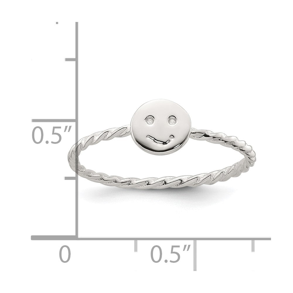 Sterling Silver Polished Smiley Face Twisted Ring