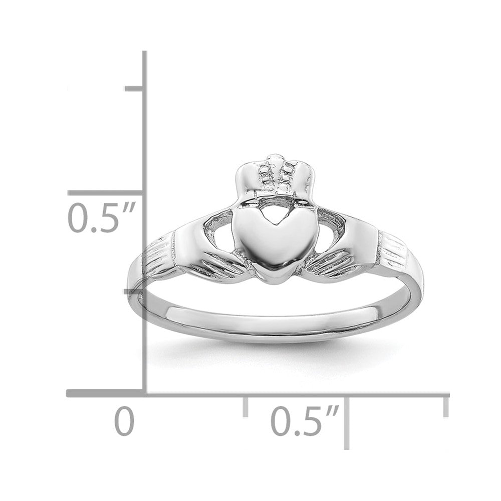 Sterling Silver Rhodium-plated Claddagh Ring