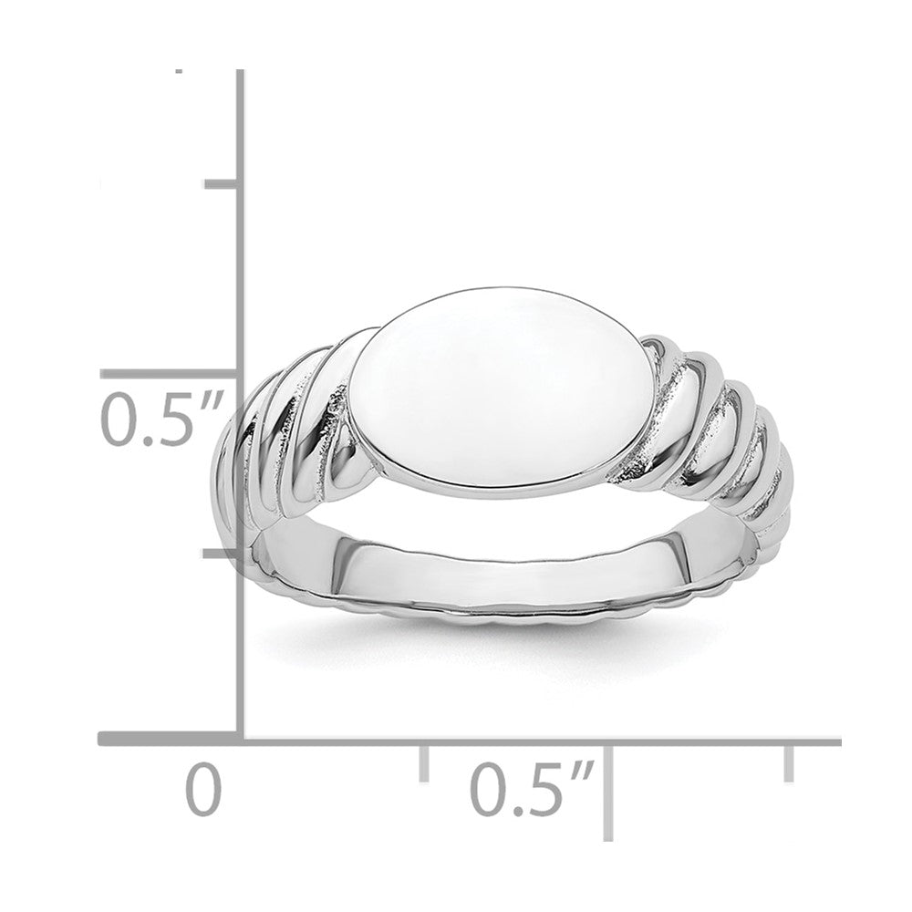 Sterling Silver Rhodium-plated Polished Twist Signet Ring