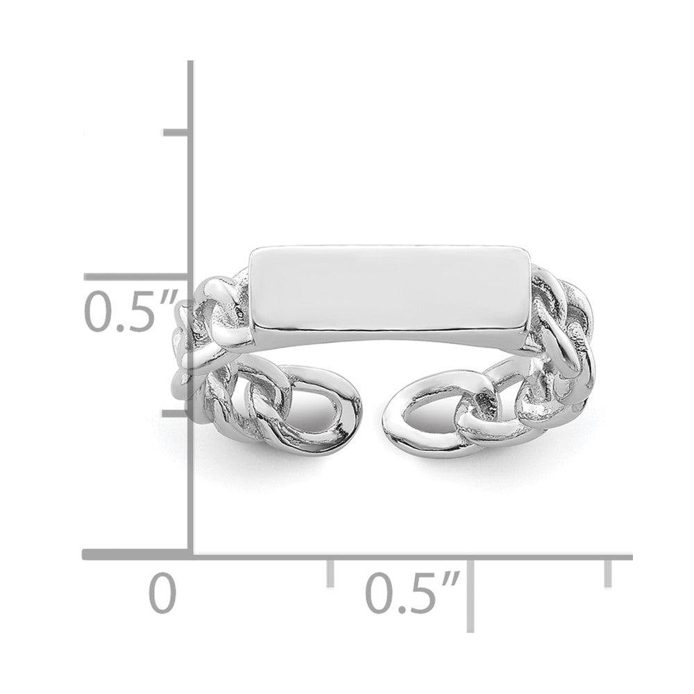 Sterling Silver Rhodium-plated Bar and Chain Link Adjustable Ring