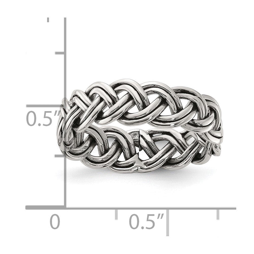 Sterling Silver Oxidize and Polished 6mm Braided Band
