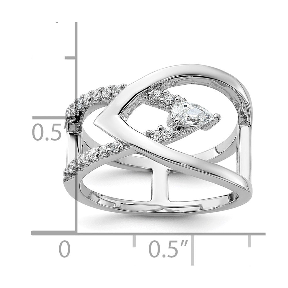 Sterling Silver Rhodium-plated Fancy CZ Ring