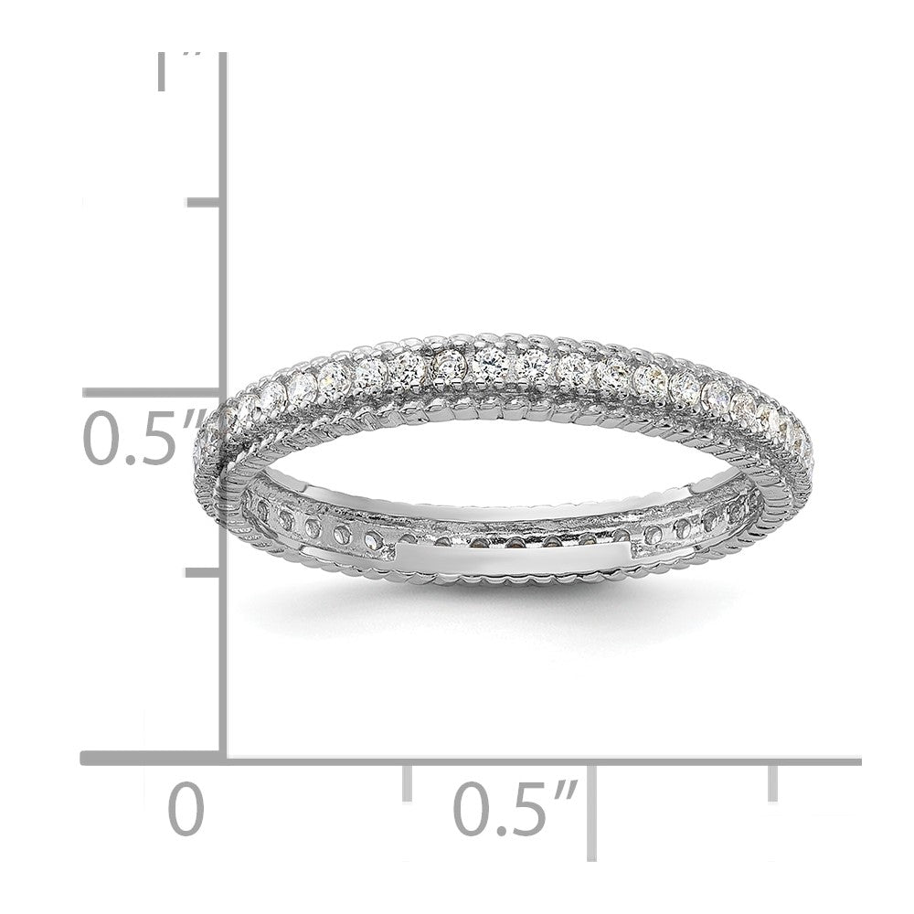 Sterling Silver Rhodium-plated CZ 3mm Eternity Band