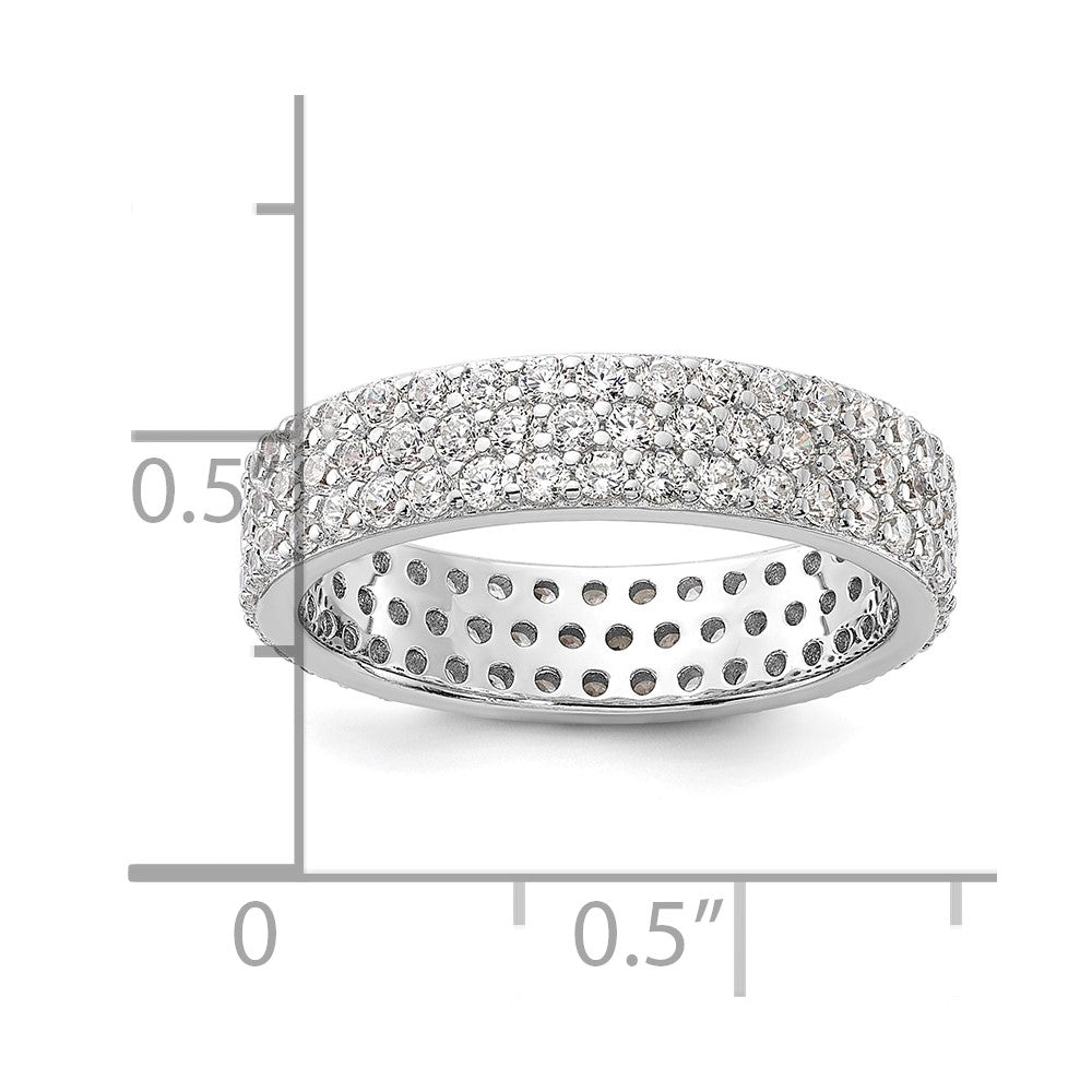 Sterling Silver Rhodium-plated 4mm CZ Eternity Band