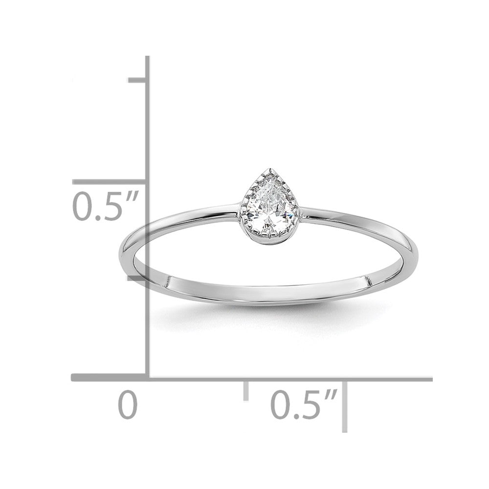 Sterling Silver Rhodium-plated Pear Shaped CZ Ring
