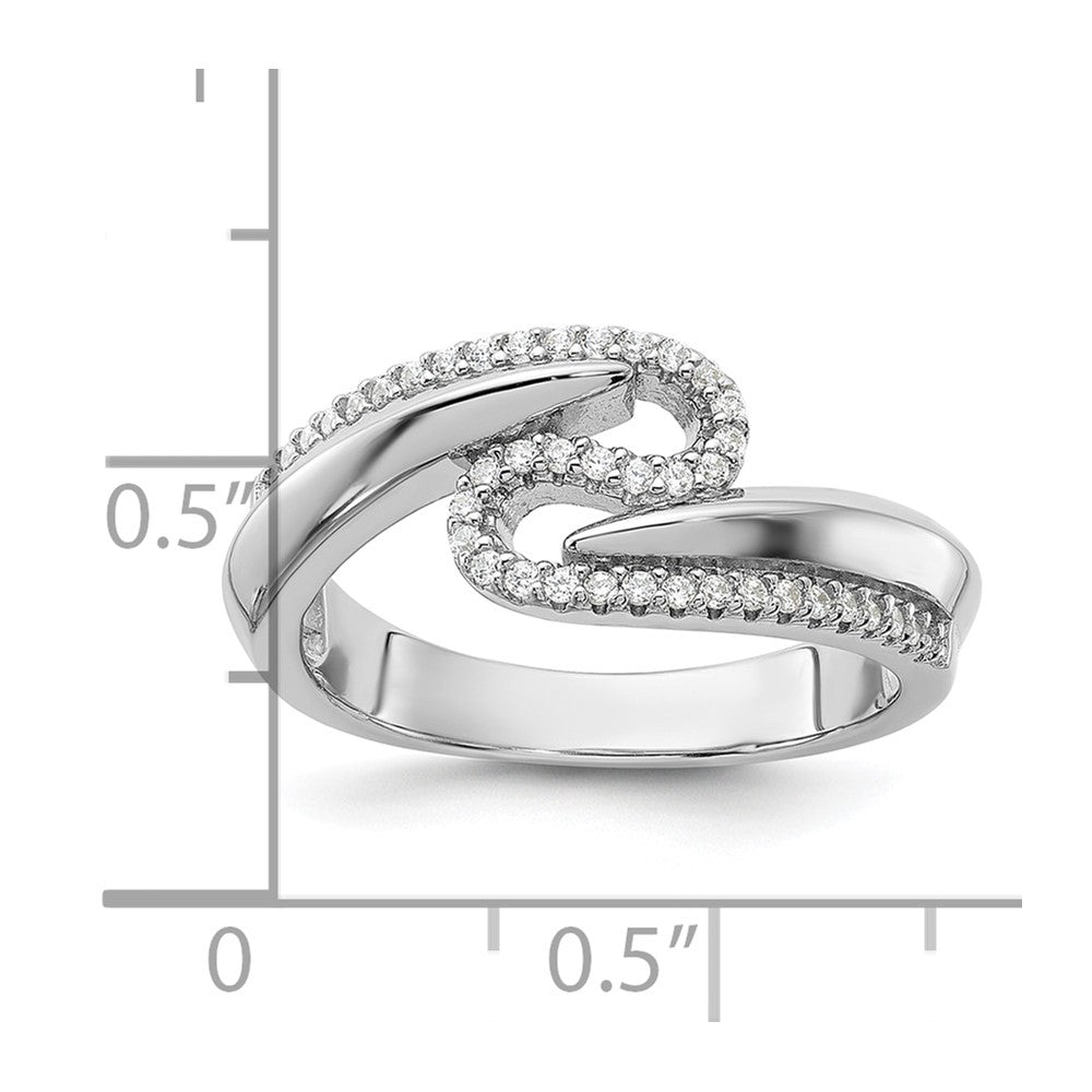 Pure Fire Sterling Silver Rhodium-plated Fancy CZ Ring